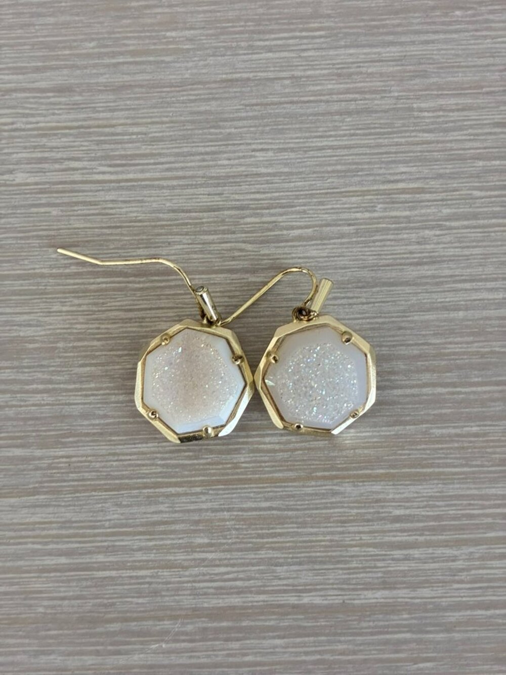 White Druzy-Style Drop Earrings